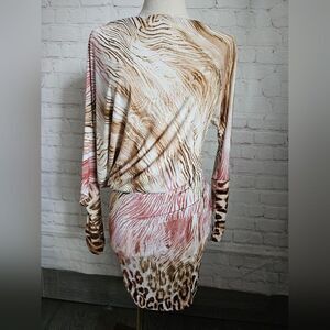 Salsa Draped Patterned Dress | Pink & Animal Print | EU 42/US 6 | EUC